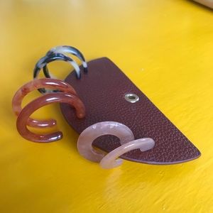 Anthropologie Tortoise Resin Hoop Earring Set